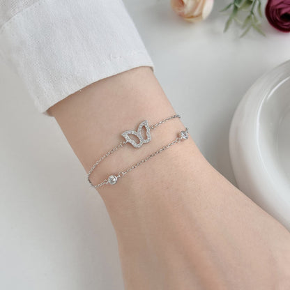 Anyco Bracelet Cz Cubic Zirconia Jewelry Butterfly Chain Link 925 Sterling Silver Charm Bracelets For Women-Bracelets-PEROZ Accessories