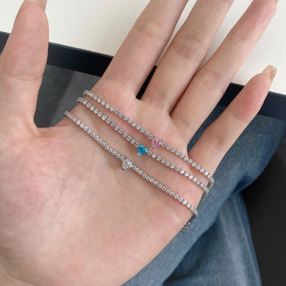 Anyco Bracelet S925 Silver Rhodium Plated 5A Grade Pink Pendant Cubic Zirconia Classic Bracelet Bangles for Women-Bracelets-PEROZ Accessories