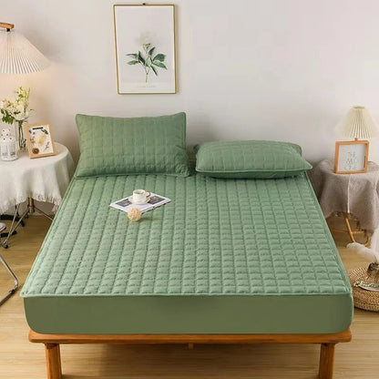 Anyhouz Mattress Cover Green 140x200cm Waterproof Quilted Fitted Bed Sheet-Bed Sheets-PEROZ Accessories