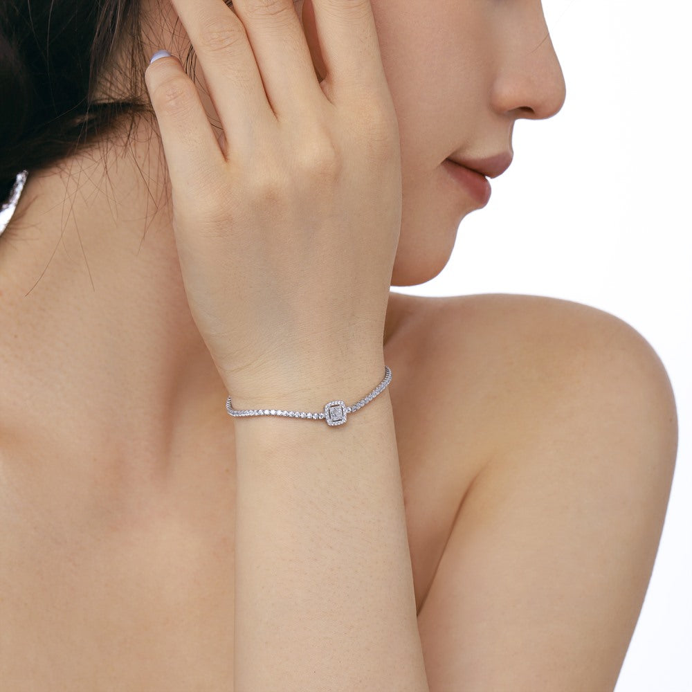 Anyco Bracelet Iced Out Bracelet Rectangle Cz Cubic Zirconia Square Shape Bracelet Women Diamond Bracelet Cuban Chain Link-Bracelets-PEROZ Accessories
