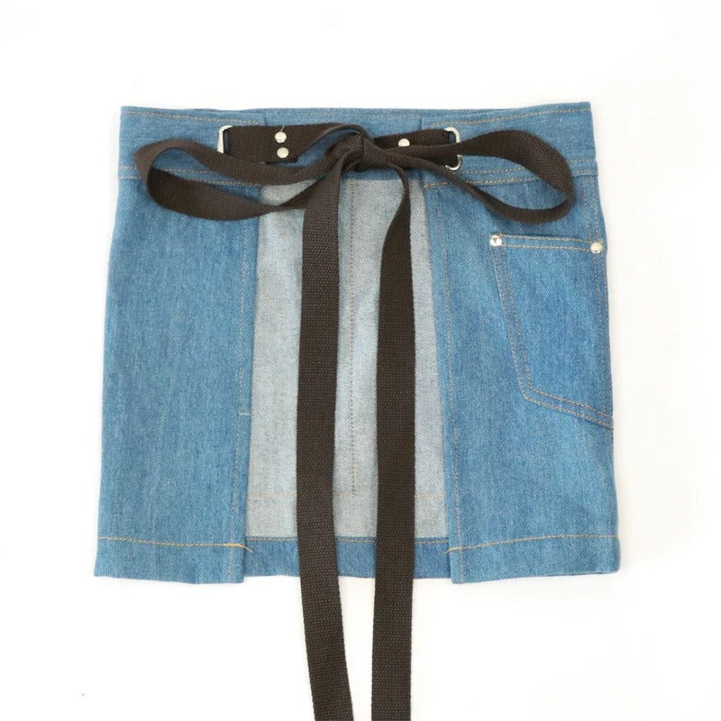 Anyhouz Kitchen Apron Accessories Blue Half Short Style Blue Denim Waist with Pockets Restaurant Waiters Waitress Chef-Aprons-PEROZ Accessories