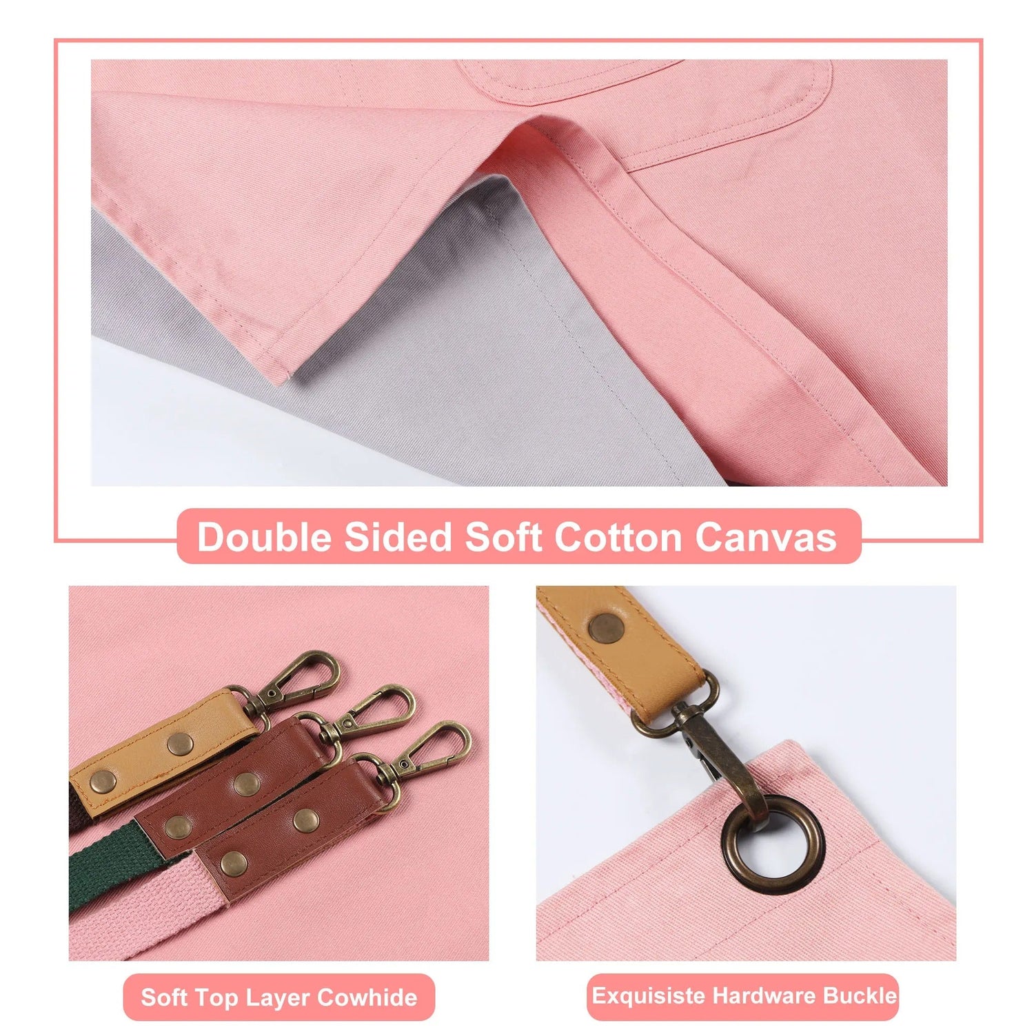 Anyhouz Kitchen Apron Pink Grey Newest Solid Cooking Apron for Men and Women Chef Waiter Cafe Hairdresser Bibs Garden Accessory Hot-Aprons-PEROZ Accessories