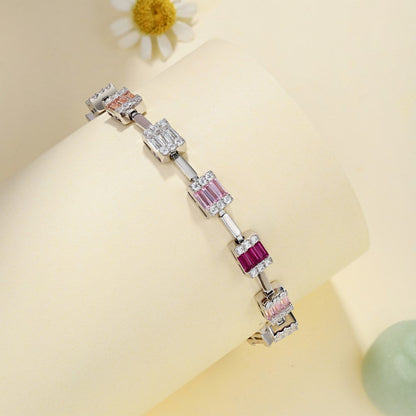 Anyco Bracelet Bling S925 Sterling Silver Bracelet Jewelry Set Cubic Zirconia Colorful Pink Stone Diamond Tennis Bracelets Women-Bracelets-PEROZ Accessories