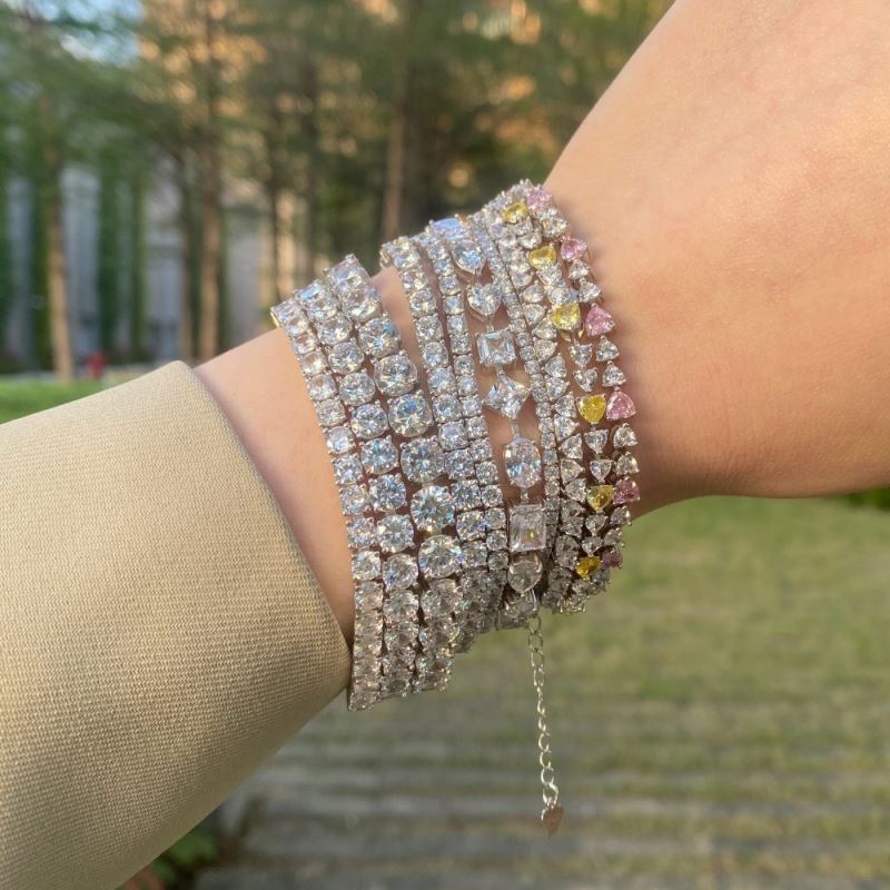Anyco Bracelet 925 Sterling Silver Hypoallergenic White Rhodium Plated Diamond Heart Shape 5A Zirconia Jewelry Bangles-Bracelets-PEROZ Accessories