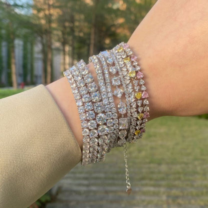 Anyco Bracelet 925 Sterling Silver Hypoallergenic White Rhodium Plated Diamond Heart Shape 5A Zirconia Jewelry Bangles-Bracelets-PEROZ Accessories