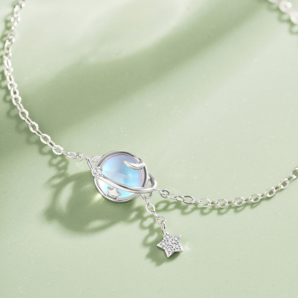 Anyco Bracelet Sterling Silver Rotating Planet Star Bracelet 5A Cubic Zirconia Link Chain Tennis Bracelets-Bracelets-PEROZ Accessories