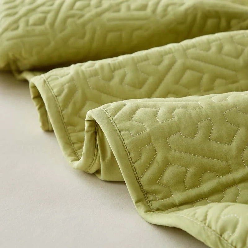 Anyhouz Mattress Cover Green 200x200cm Pure Cotton Soft Quilted Bed Sheet Anti-bacterial Protector Cover-Mattress Protectors-PEROZ Accessories