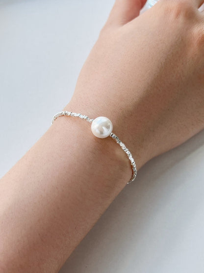 Anyco Bracelet Hypoallergenic S925 Sterling Silver bracelet Rhodium Plated Beaded Shell Pearl Pendant Bracelets for Women-Bracelets-PEROZ Accessories