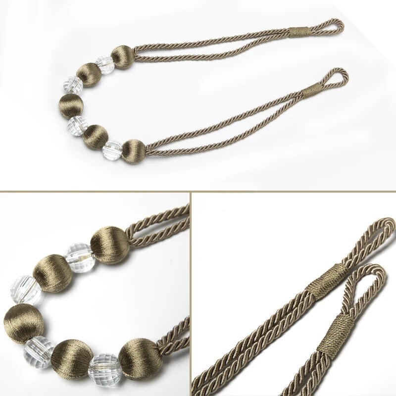 Anyhouz Curtain Tie Silver Bead Curtain Tieback Rope Curtain Home Accessories-Curtain Tie-PEROZ Accessories