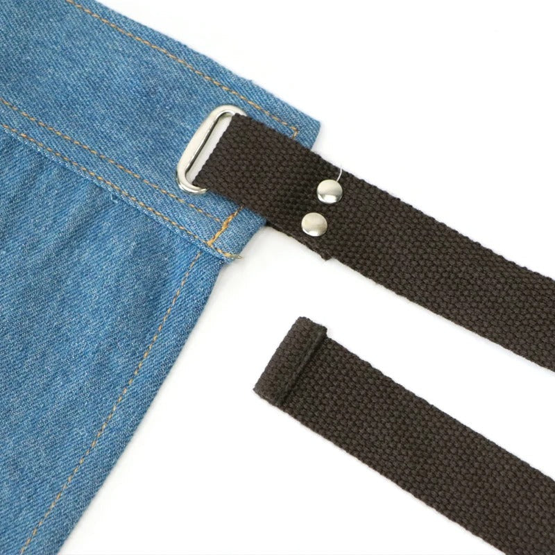Anyhouz Kitchen Apron Accessories Blue Half Short Style Blue Denim Waist with Pockets Restaurant Waiters Waitress Chef-Aprons-PEROZ Accessories