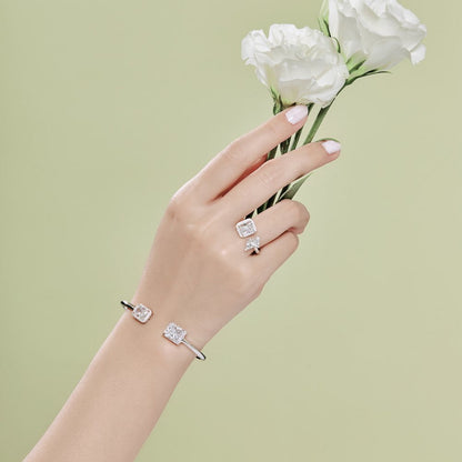 Anyco Bracelet Jewelry 925 Sterling Silver Cuff Bangle Bracelet Women Jewelry With Cubic Zirconia Bracelets For Girl-Bracelets-PEROZ Accessories