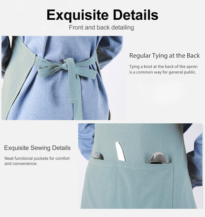 Anyhouz Kitchen Apron Green Cotton Linen Home Cleaning Garden Women Man Adjustable Neckband Dress Cafe Chef Cooking-Aprons-PEROZ Accessories