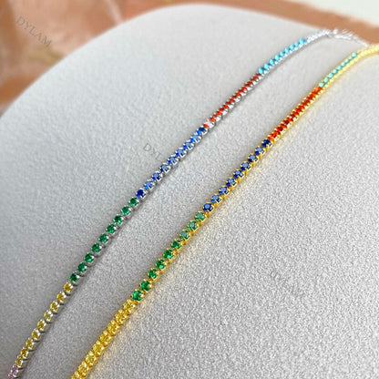 Anyco Bracelet Cubic Zircon Iced Out Bling Full Stones 925S Sterling Silver Women CZ Tennis Gold Bracelets-Bracelets-PEROZ Accessories