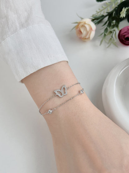 Anyco Bracelet Cz Cubic Zirconia Jewelry Butterfly Chain Link 925 Sterling Silver Charm Bracelets For Women-Bracelets-PEROZ Accessories