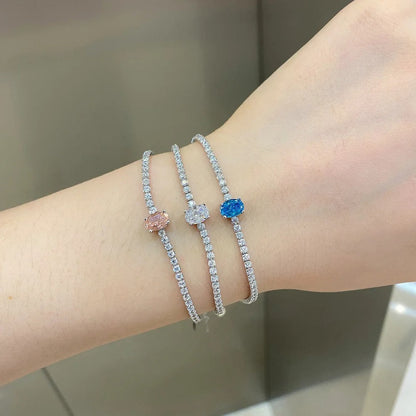 Anyco Bracelet Stackable Adjustable S925 Pink Pendant Sterling Silver 18K Gold Plated Cuban Chain Bracelets Women-Bracelets-PEROZ Accessories