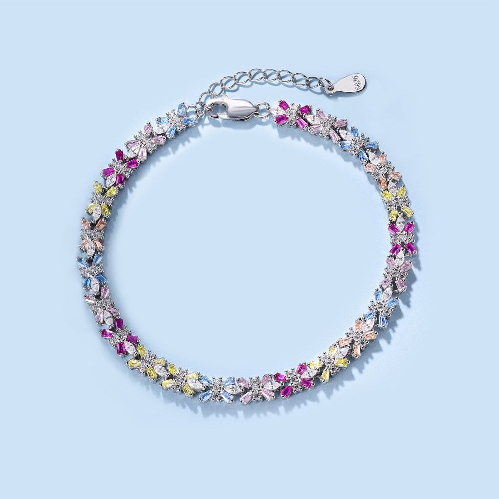 Anyco Bracelet Butterfly S925 Sterling Silver Bracelet Jewelry Set Cubic Zirconia Pink Stone Diamond Tennis Bracelets Women-Bracelets-PEROZ Accessories