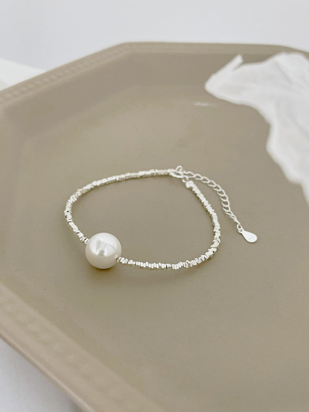 Anyco Bracelet Hypoallergenic S925 Sterling Silver bracelet Rhodium Plated Beaded Shell Pearl Pendant Bracelets for Women-Bracelets-PEROZ Accessories