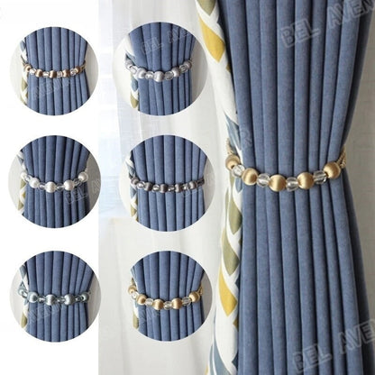Anyhouz Curtain Tie Silver Bead Curtain Tieback Rope Curtain Home Accessories-Curtain Tie-PEROZ Accessories