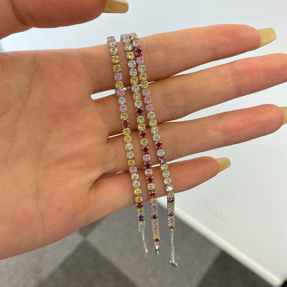 Anyco Bracelet Cubic Zircon Iced Out Bling Full Stones 925S Sterling Silver Women CZ Tennis Gold Bracelets-Bracelets-PEROZ Accessories
