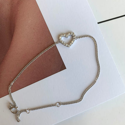 Anyco Bracelet Friendship Bracelets Link Chain Adjustable Heart Pendant Necklace Bangle Jewelry 925 Sterling Silver-Bracelets-PEROZ Accessories