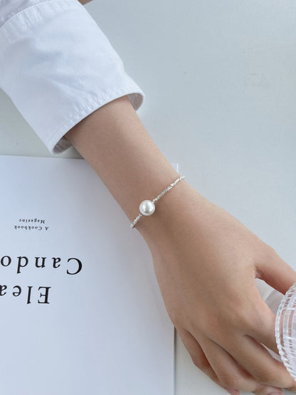 Anyco Bracelet Hypoallergenic S925 Sterling Silver bracelet Rhodium Plated Beaded Shell Pearl Pendant Bracelets for Women-Bracelets-PEROZ Accessories