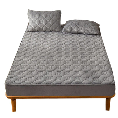 Anyhouz Mattress Cover Leaf Gray Double Size Waterproof Quilted Fitted Bed Sheet-Bed Sheets-PEROZ Accessories