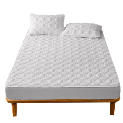 Anyhouz Mattress Cover Leaf White 90x200cm Waterproof Quilted Fitted Bed Sheet-Bed Sheets-PEROZ Accessories