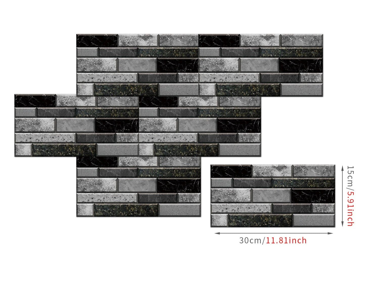 Anyhouz Wallpaper Black Gray 6 Pcs Waterproof Self Adhesive Removable 3D DIY Modern Marble Tile Wall Sticker Home Decor-Wall Paper-PEROZ Accessories