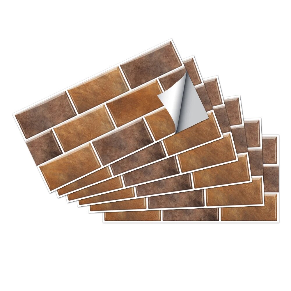 Anyhouz Wallpaper Light Brown 24 Pcs Waterproof Self Adhesive Removable 3D DIY Modern Marble Tile Wall Sticker Home Decor-Wallpaper-PEROZ Accessories
