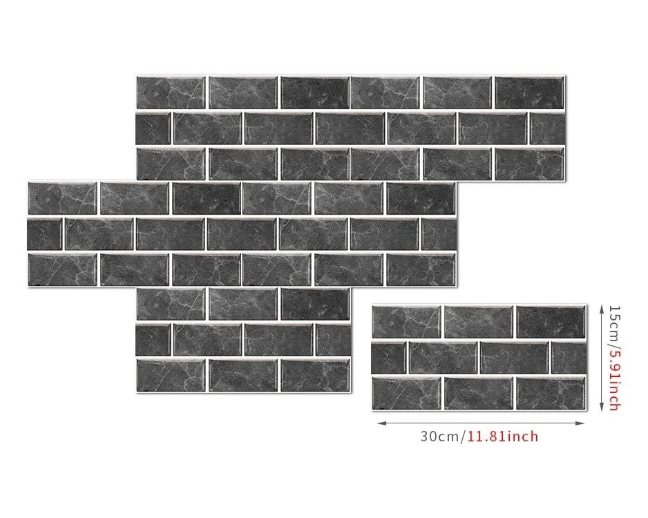 Anyhouz Wallpaper Black Charcoal 6 Pcs Waterproof Self Adhesive Removable 3D DIY Modern Marble Tile Wall Sticker Home Decor-Wall Paper-PEROZ Accessories