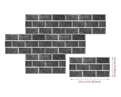 Anyhouz Wallpaper Black Charcoal 18 Pcs Waterproof Self Adhesive Removable 3D DIY Modern Marble Tile Wall Sticker Home Decor-Wall Paper-PEROZ Accessories