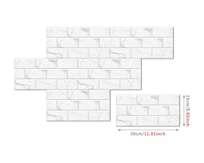 Anyhouz Wallpaper White 6 Pcs Waterproof Self Adhesive Removable 3D DIY Modern Marble Tile Wall Sticker Home Decor-Wallpaper-PEROZ Accessories