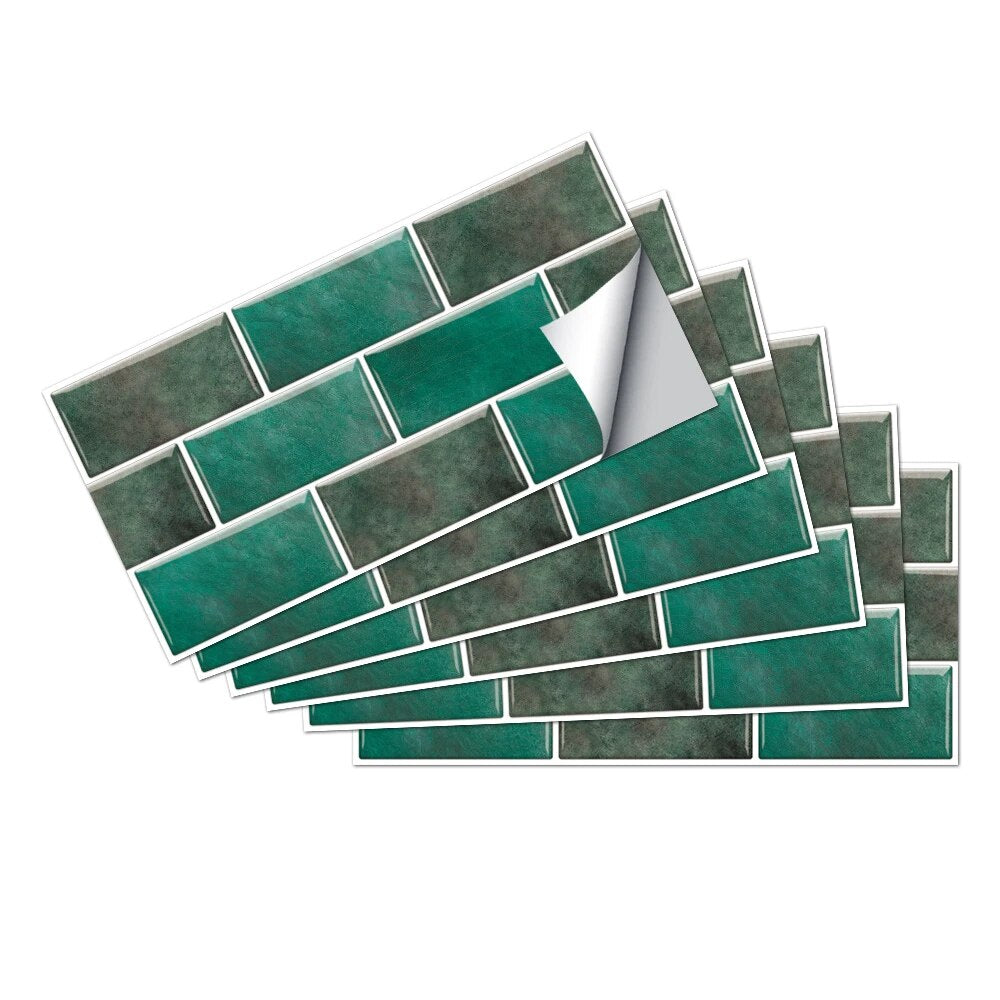 Anyhouz Wallpaper Green 6 Pcs Waterproof Self Adhesive Removable 3D DIY Modern Marble Tile Wall Sticker Home Decor-Wallpaper-PEROZ Accessories