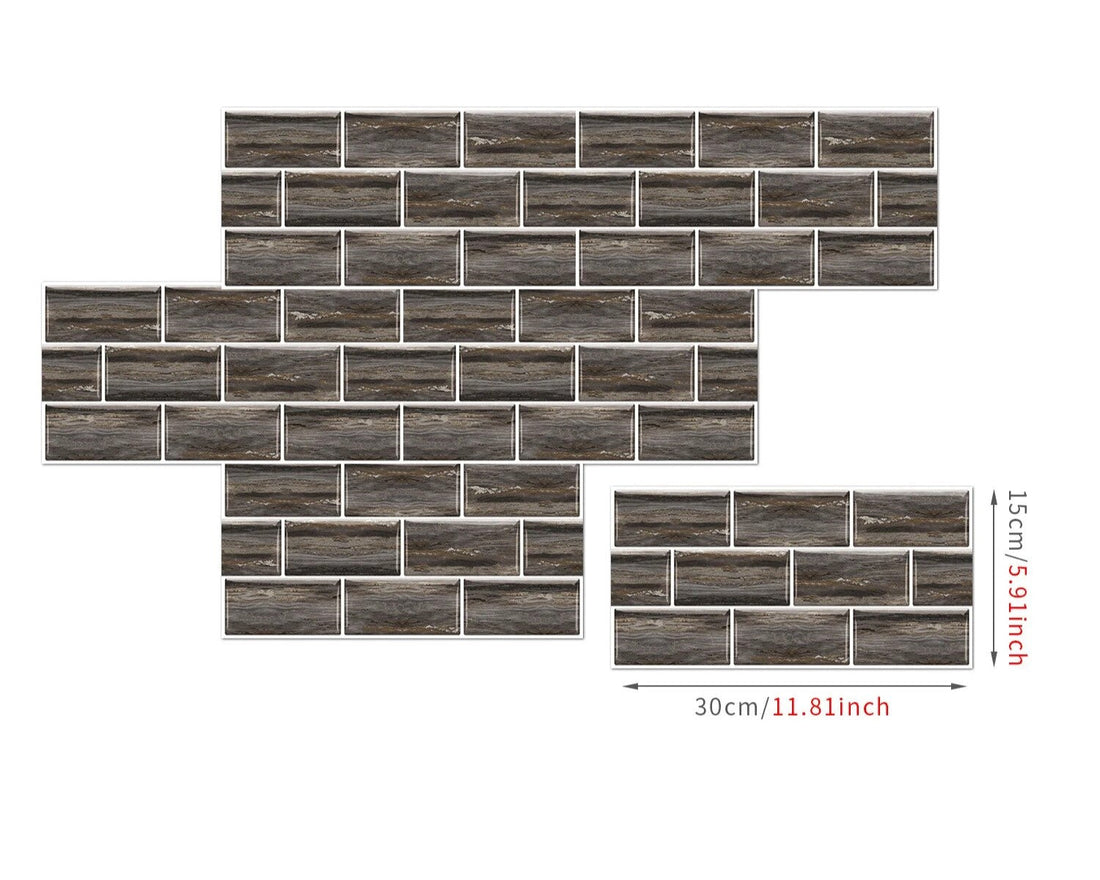 Anyhouz Wallpaper Brown 6 Pcs Waterproof Self Adhesive Removable 3D DIY Modern Marble Tile Wall Sticker Home Decor-Wall Paper-PEROZ Accessories