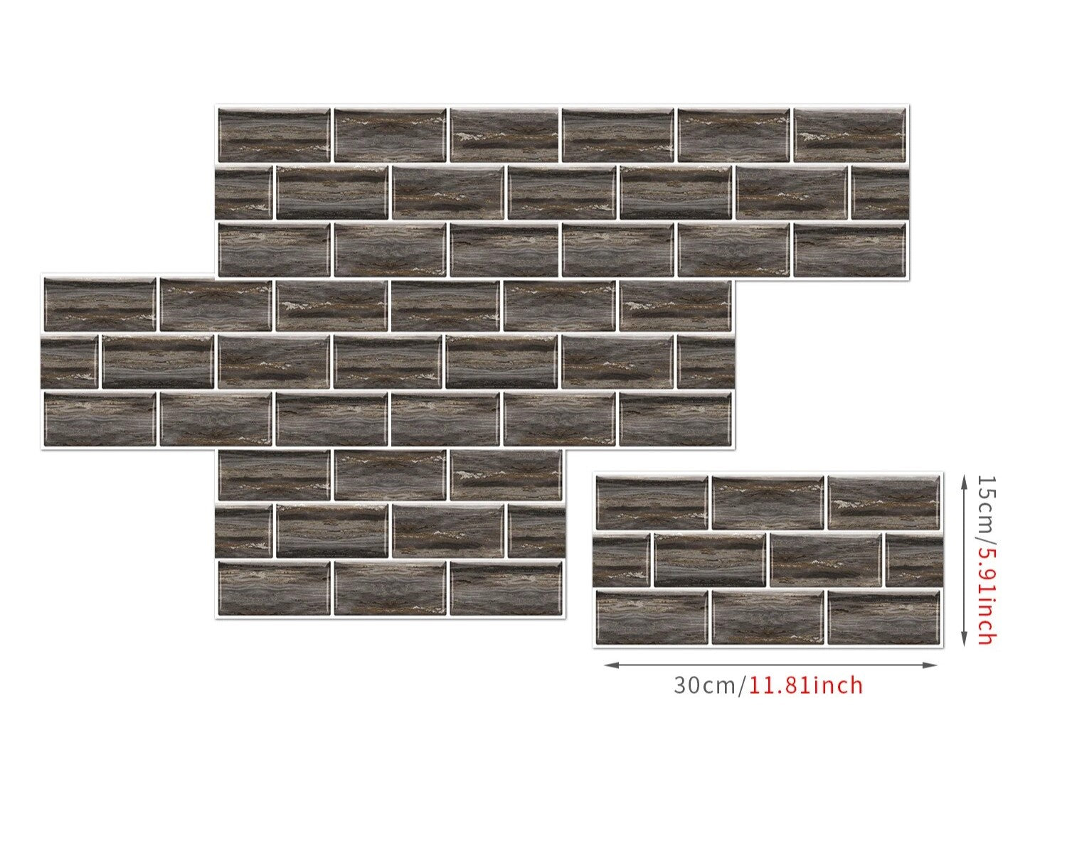 Anyhouz Wallpaper Brown 24 Pcs Waterproof Self Adhesive Removable 3D DIY Modern Marble Tile Wall Sticker Home Decor-Wall Paper-PEROZ Accessories