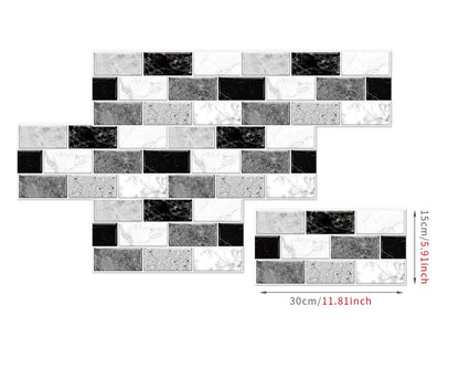 Anyhouz Wallpaper White Black 18 Pcs Waterproof Self Adhesive Removable 3D DIY Modern Marble Tile Wall Sticker Home Decor-Wall Paper-PEROZ Accessories