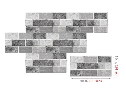 Anyhouz Wallpaper Dark Gray 12 Pcs Waterproof Self Adhesive Removable 3D DIY Modern Marble Tile Wall Sticker Home Decor-Wallpaper-PEROZ Accessories