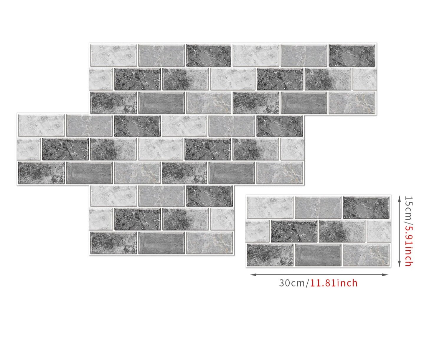 Anyhouz Wallpaper Dark Gray 18 Pcs Waterproof Self Adhesive Removable 3D DIY Modern Marble Tile Wall Sticker Home Decor-Wallpaper-PEROZ Accessories