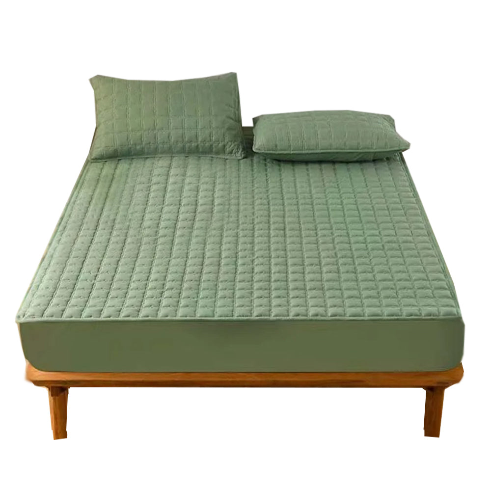 Anyhouz Mattress Cover Green 160x200cm Waterproof Quilted Fitted Bed Sheet-Bed Sheets-PEROZ Accessories