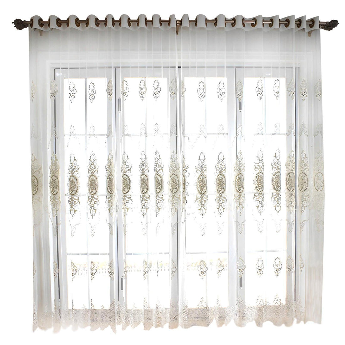 Anyhouz 100cm Curtain White Style Flower Indoor Decorative Window Sheer Curtain For Living Room Bedroom Home Decor-Curtains &amp; Drapes-PEROZ Accessories