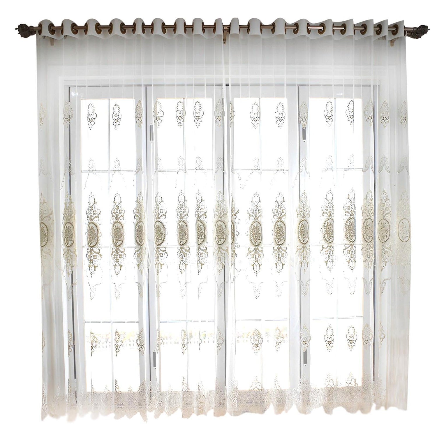 Anyhouz 250cm Curtain White Style Flower Indoor Decorative Window Sheer Curtain For Living Room Bedroom Home Decor-Curtains &amp; Drapes-PEROZ Accessories