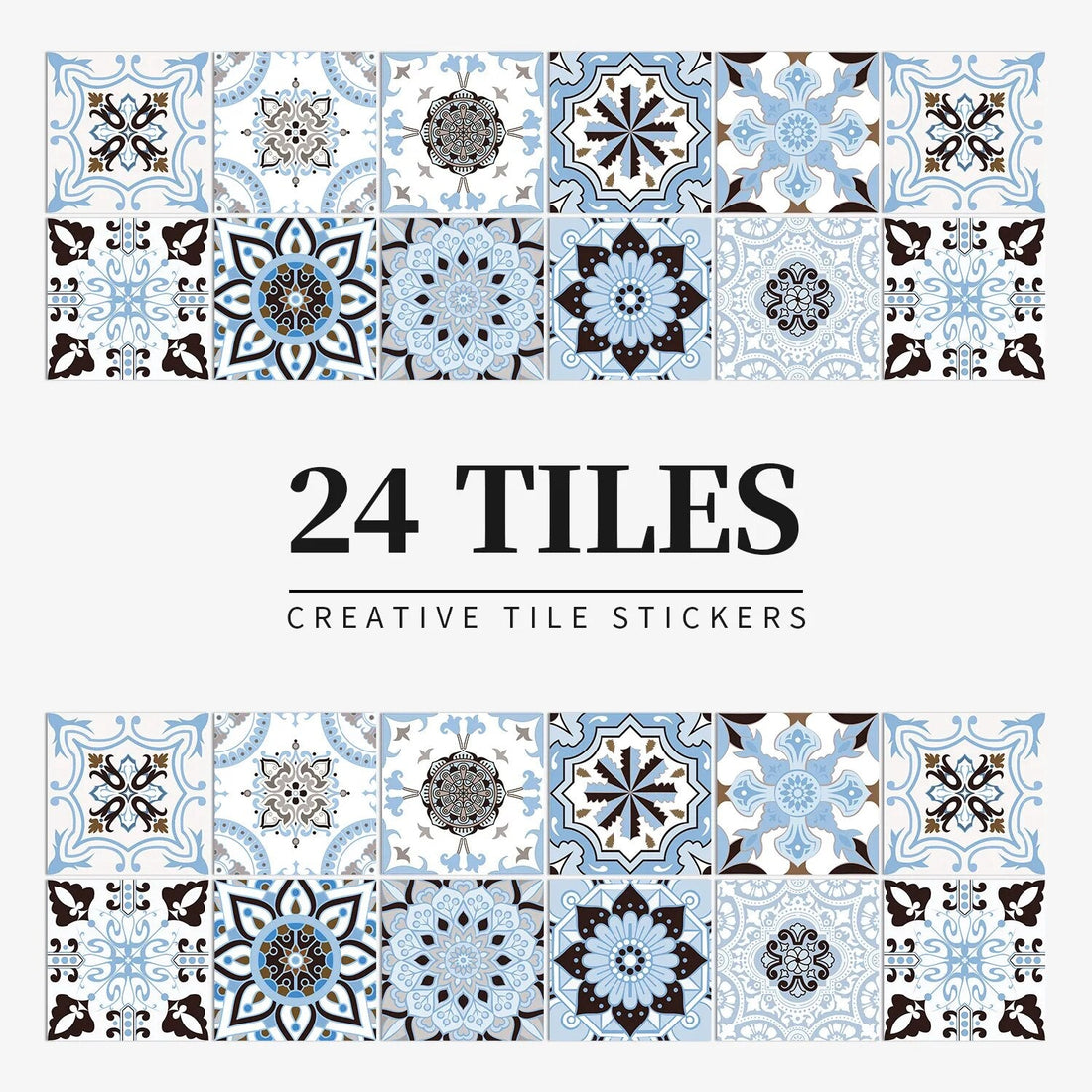 Anyhouz Wallpaper Sky Blue 10cmx10cm 24 Pcs Modern Retro Style PVC Tile Stickers Waterproof Self Adhesive Wall Home Decor-Wallpaper-PEROZ Accessories