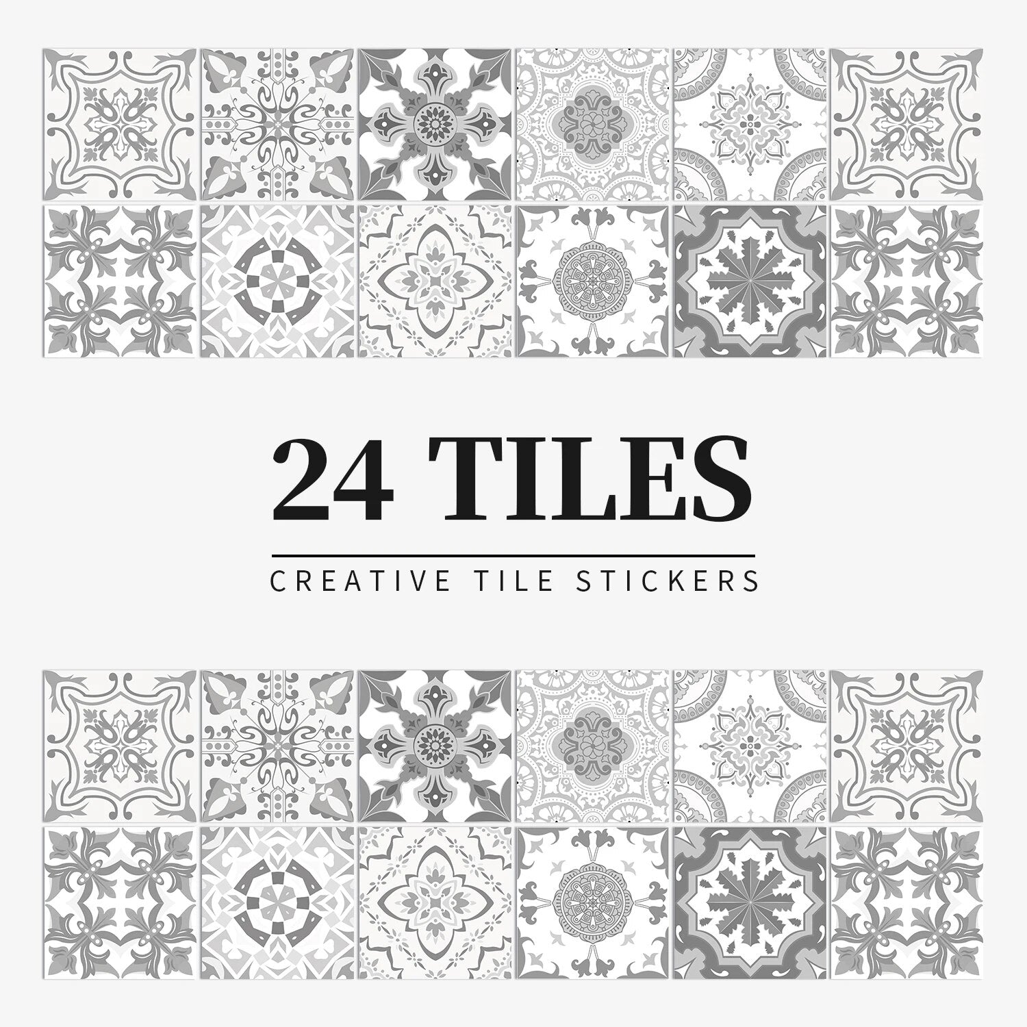 Anyhouz Wallpaper Gray 10cmx10cm 24 Pcs Modern Retro Style PVC Tile Stickers Waterproof Self Adhesive Wall Home Decor-Wallpaper-PEROZ Accessories