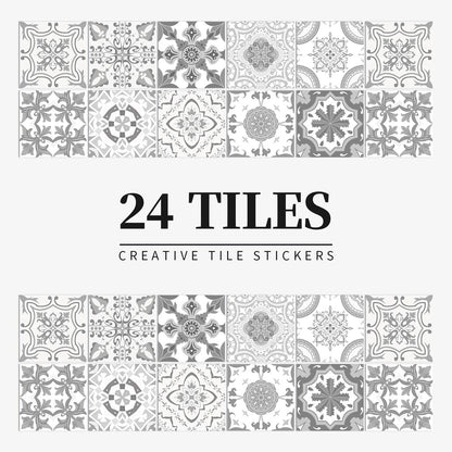 Anyhouz Wallpaper Gray 10cmx10cm 24 Pcs Modern Retro Style PVC Tile Stickers Waterproof Self Adhesive Wall Home Decor-Wallpaper-PEROZ Accessories