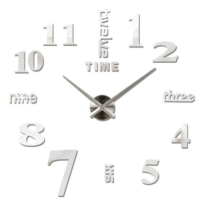Anyhouz Wall Clock Silver Design I 27 Inch 3D Diy Mirror Wall Clock Acrylic Sticker Fashion Quartz Clocks Watch Home Decoration-Wall Clocks-PEROZ Accessories