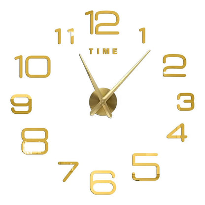 Anyhouz Wall Clock Gold Design F 37 Inch 3D Diy Mirror Wall Clock Acrylic Sticker Fashion Quartz Clocks Watch Home Decoration-Wall Clocks-PEROZ Accessories