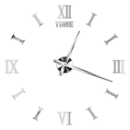 Anyhouz Wall Clock Silver Design 1 27 Inch 3D Diy Mirror Wall Clock Acrylic Sticker Fashion Quartz Clocks Watch Home Decoration-Wall Clocks-PEROZ Accessories