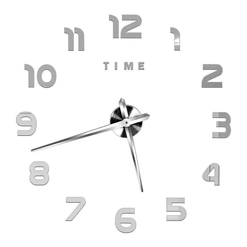 Anyhouz Wall Clock Silver Design G 37 Inch 3D Diy Mirror Wall Clock Acrylic Sticker Fashion Quartz Clocks Watch Home Decoration-Wall Clocks-PEROZ Accessories