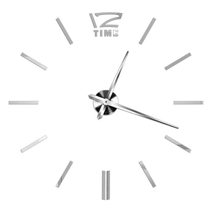 Anyhouz Wall Clock Silver Design 4 47 Inch 3D Diy Mirror Wall Clock Acrylic Sticker Fashion Quartz Clocks Watch Home Decoration-Wall Clocks-PEROZ Accessories