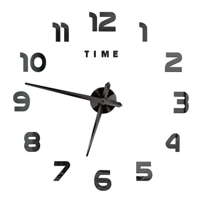 Anyhouz Wall Clock Black Design G 47 Inch 3D Diy Mirror Wall Clock Acrylic Sticker Fashion Quartz Clocks Watch Home Decoration-Wall Clocks-PEROZ Accessories